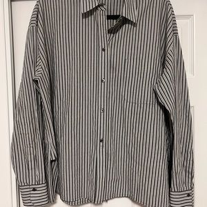 VINCE Oversized Striped Button Up Shirt